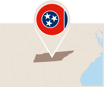 Map and flag of Tennessee png