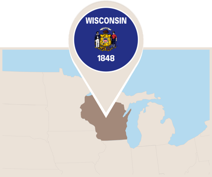 Map and flag of Wisconsin png