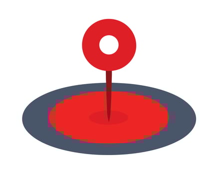 Red Push Pin Puncturing Target Symbolic Illustration of Precise Location, Goal Achievement, and Strategic Planning vector