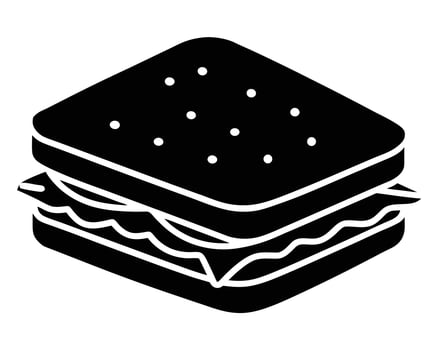 Delicious Two-Layered Sandwich Icon Simple, Bold, Black and White Graphic for Food Blogs and Restaurants vector