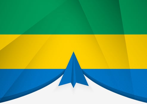 Colorful flag with paper airplane vector