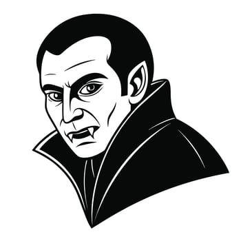 Simple Black Silhouette of a Sinister Vampire Face vector