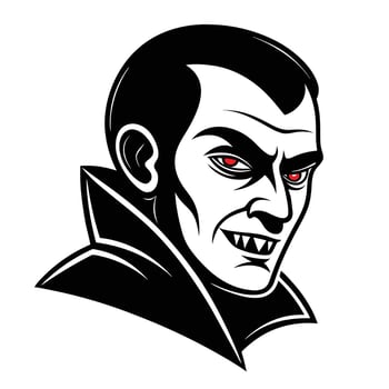 Dark Silhouette of Creepy Vampire Face Icon vector