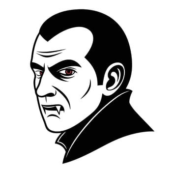 Minimalist Vampire Face Silhouette with Menacing Expression vector