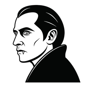 Terrifying Vampire Face in Black Silhouette Style vector