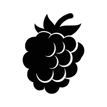 Isolated black blackberry silhouette shows a detailed and simple flat design on white background vector