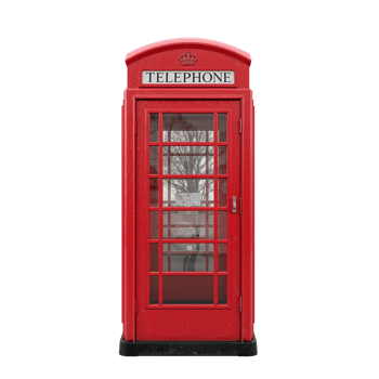 Iconic british telephone booth in vibrant red against an isolated transparent canvas png