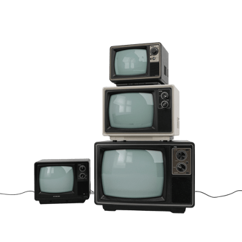 Retro Television Stack with Isolated Ambiance Showcasing Communication History Evolution png