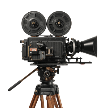 Vintage film camera on tripod showcasing cinematic history and isolated transparent background png