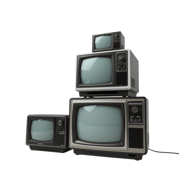 Nostalgic display of retro television sets offering a glimpse into vintage media viewing png