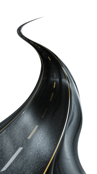 Winding asphalt path disappearing into an infinite void, promising a mysterious adventure and png