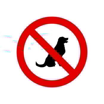 No dog sign in red circle. pets are prohibited. dog no entry. vector