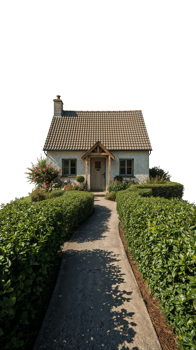 Quaint cottage amidst lush greenery against an isolated transparent setting, creating a peaceful png