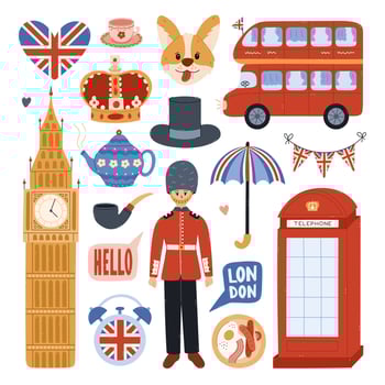 London symbols and landmarks illustration vector