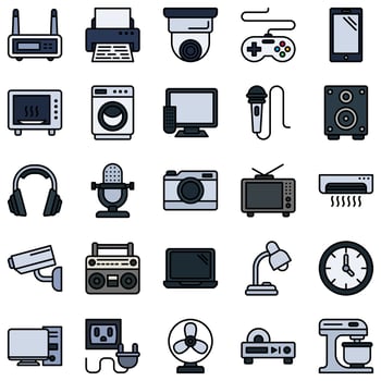 Electronic devices and gadget Icon Set. vector