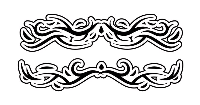 Hand drawn gothic ornament set on black colour vector