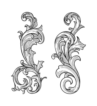 set realistic hand drawn ornamental border art vintage on black and white colour vector