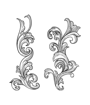 set realistic hand drawn ornamental border art vintage on black colour vector