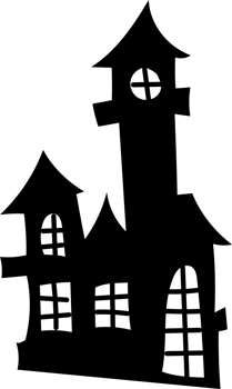 Haunted House with Pointed Tower Silhouette png