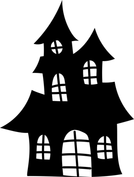 Haunted House Silhouette Clipart with Tall Tower png