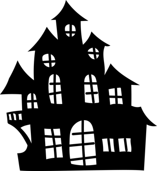 Victorian Haunted House Silhouette with Stairs png