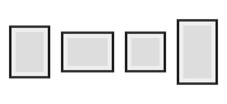Minimalist Black Framed Art Gallery Wall Display Mockup vector