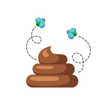Cartoon poop with flies. pile. Illustration on white background vector