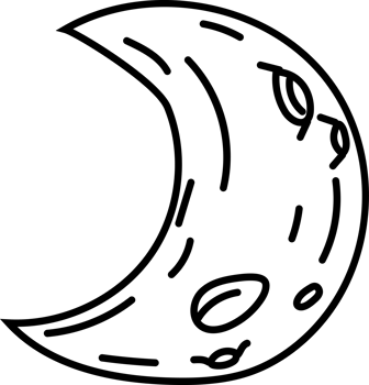 Crescent Moon Halloween Icon in Line Art Style png