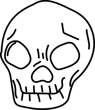 Creepy Skull Halloween Horror Doodle Line Drawing png