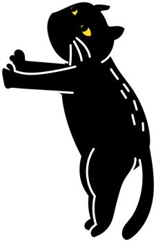Standing Black Cat with Raised Arms png