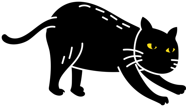 Black Cat Sitting with Raised Paw png