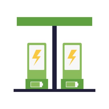 Electric vehicle charging station surrounded by greenery. Sustainable transportation promoting clean energy and eco-friendly travel options. vector
