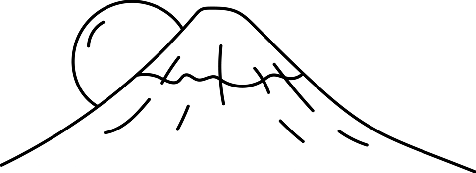 Mount Fuji Icon with Snow Cap Outline Design png
