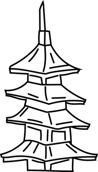 Traditional Japanese Pagoda Outline Icon png
