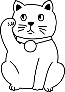 Maneki Neko Lucky Cat Outline Symbol Japan png
