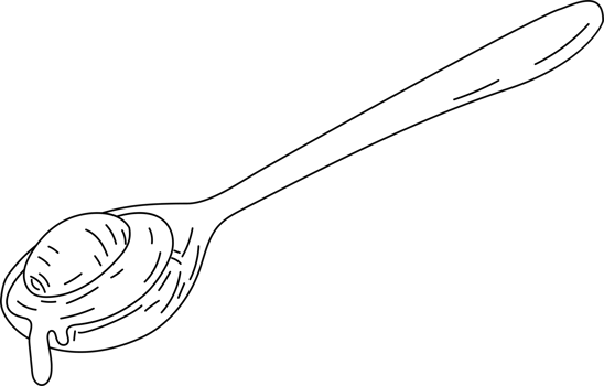 Wooden spoon with olive oil hand drawn png