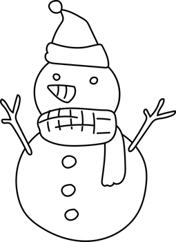 Snowman with scarf and twigs hand-drawn winter icon png
