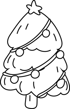 Christmas tree with ornaments line drawing for holiday use png