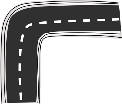 Curved Road Turn with Lane Markings png