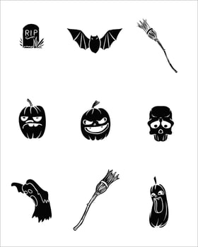 Spooky Halloween Icons Pack for Festive Party and Horror Designs vector