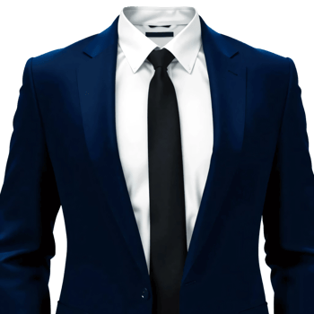 A suit with a black tie and white shirt png