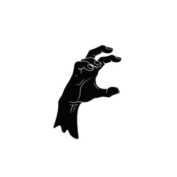 Creepy Hand Silhouette Against White Backdrop Halloween Theme Spooky Graphic Design Element Eerie Illustration Scary Monster Claw Design vector