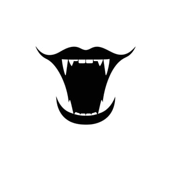 Vampire mouth with fangs illustration for halloween and fantasy projects graphic resource for scary themes and dark aesthetic vector