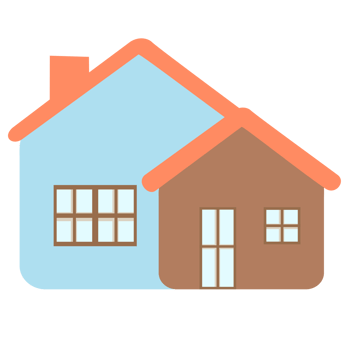 Two connected houses, residential neighborhood concept. png