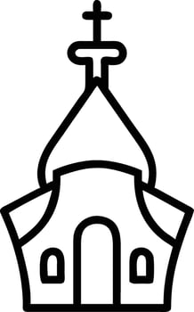 Church icon drawing illustration of religious building with cross for worship and faith symbol vector