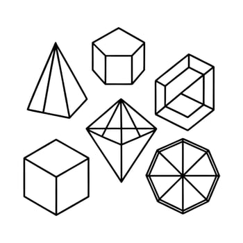Wireframe Geometric Solids Technical Drawing vector