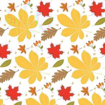 Autumn leaves pattern on white background vector