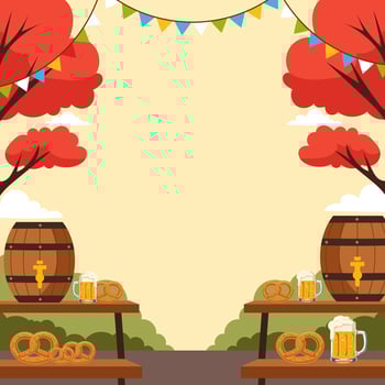 Outdoor autumn gathering with beer and pretzels vector