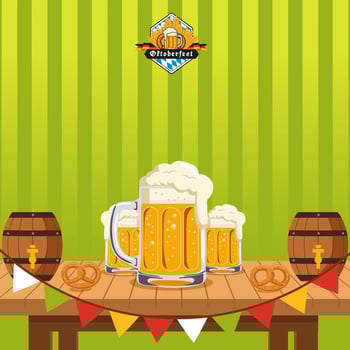 Oktoberfest beer mugs and pretzels vector