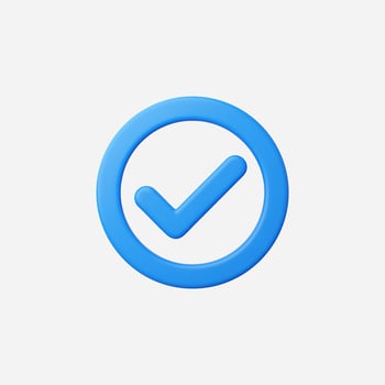 A blue check mark icon symbolizing confirmation and approval. vector